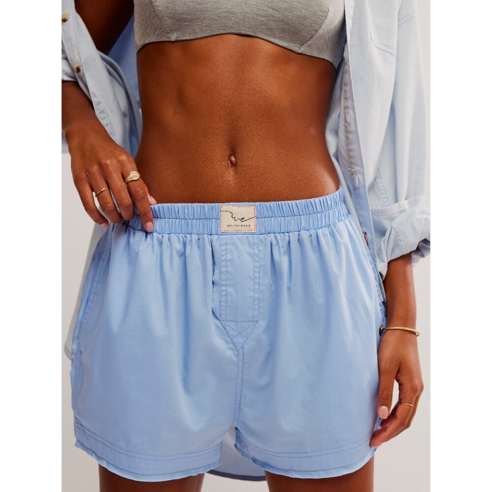 🆕 FREE PEOPLE We The Free Day To Day Solid Boxers / Placid Blue